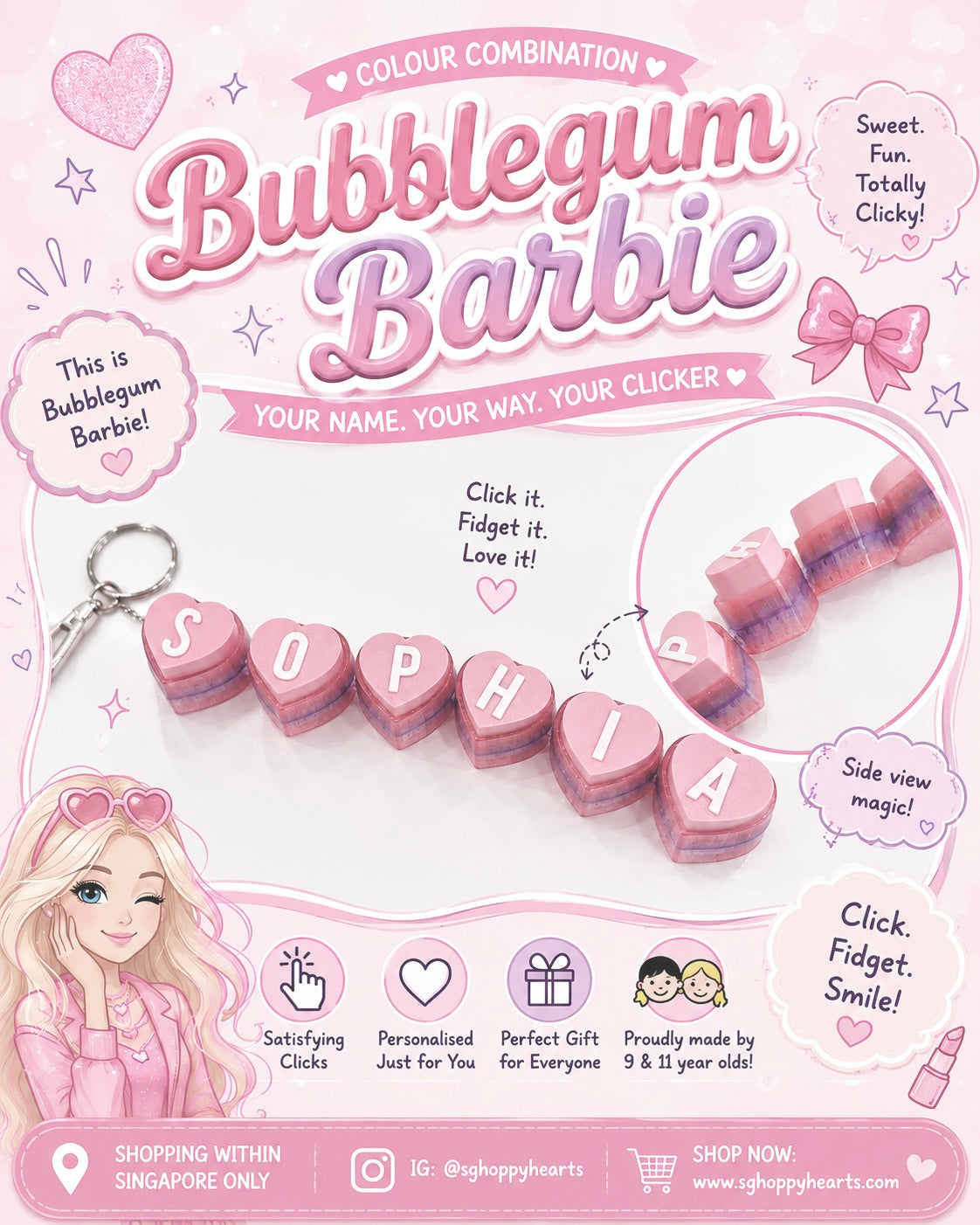 Bubblegum Barbie! Flexi-Name Clicker